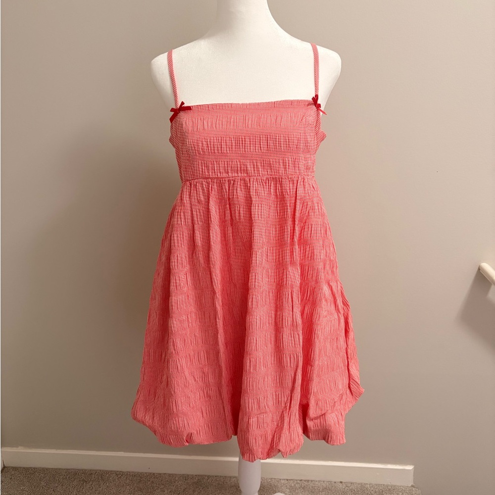 NWT Red Gingham Bubble Babydoll Dress